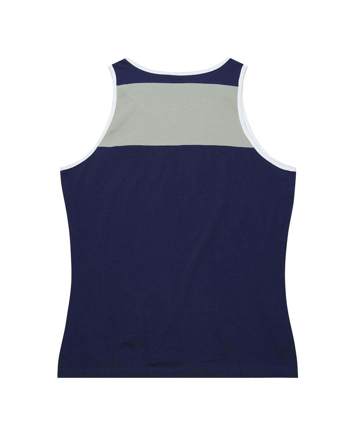 Shop Mitchell & Ness Men's  Navy And Gray Dallas Cowboys Heritage Colorblock Tank Top In Navy,gray