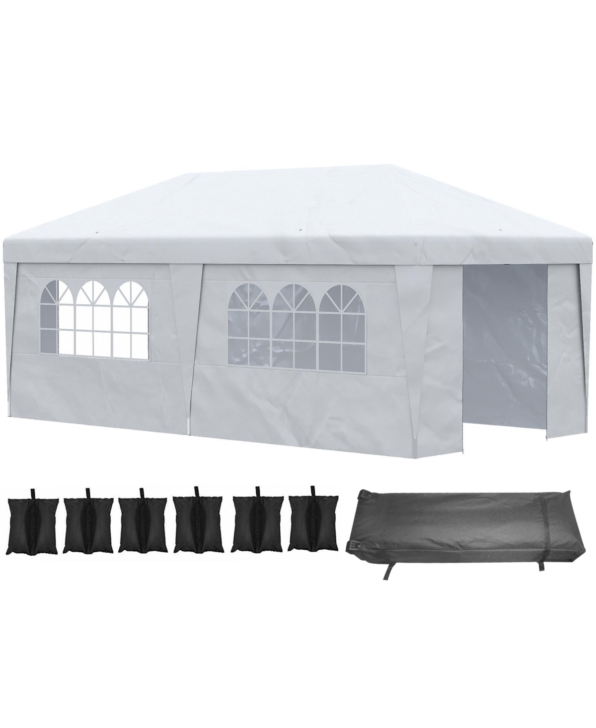 9.75' x 19.25' Pop Up Canopy Tent with Sidewalls, Height Adjustable Large Party Tent Event Shelter with Leg Weight Bags, Double Doors and Whe