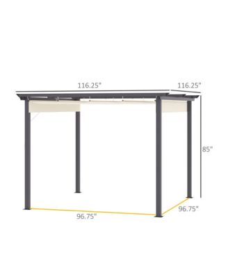 Retractable Pergola Canopy Patio Gazebo Sun Shelter with Aluminum Frame for Outdoors, Cream White