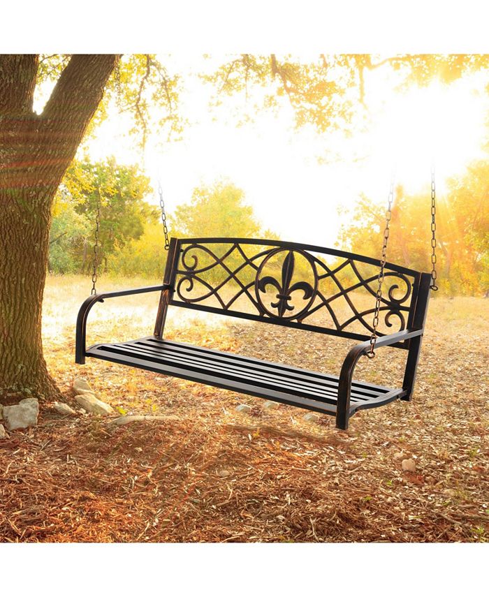 Outsunny 2Person Porch Swing, Hanging Steel Patio Swing, Outdoor Swing