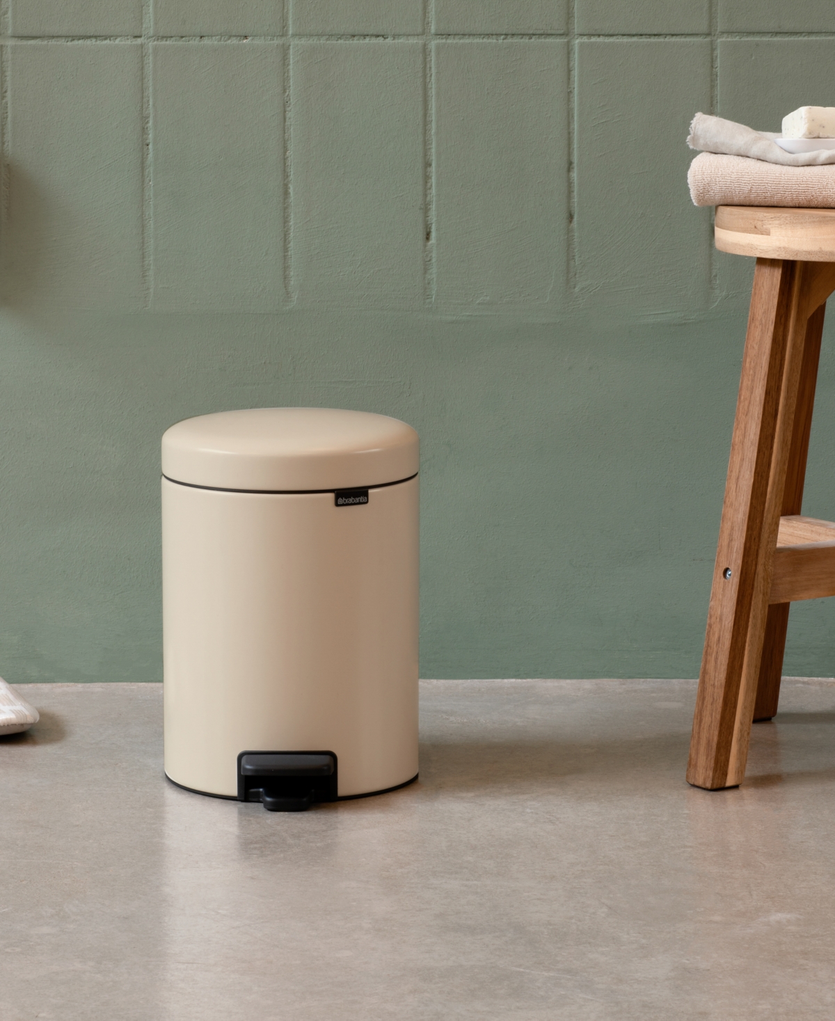 Brabantia New Icon Step On Trash Can, 0.8 Gallon, 3 Liter In Soft Beige