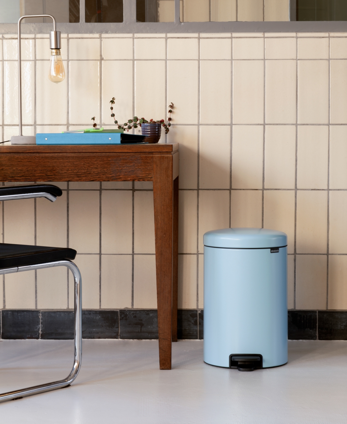Shop Brabantia New Icon Step On Trash Can, 5.3 Gallon, 20 Liter In Dreamy Blue