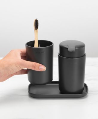 Renew Bathroom Accessory Set of&nbsp; 3 - Soap Dispenser, Toothbrush Holder and Tray