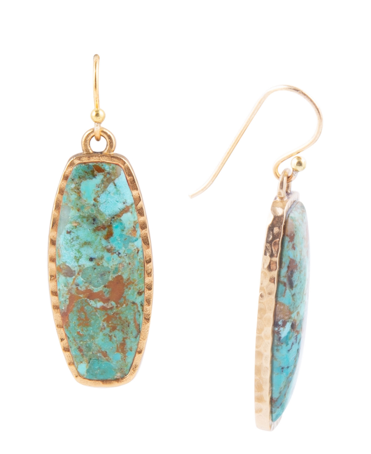 Barse Odyssey Genuine Turquoise Long Rectangle Statement Earrings