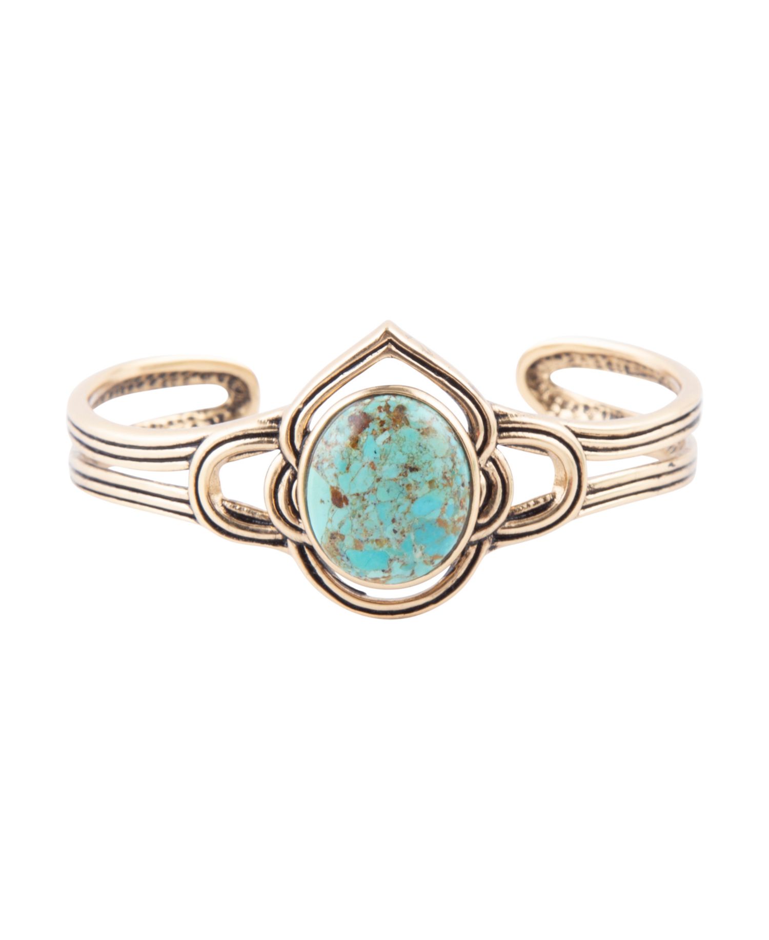 Phoenix Genuine Blue Turquoise Oval Cuff Bracelet