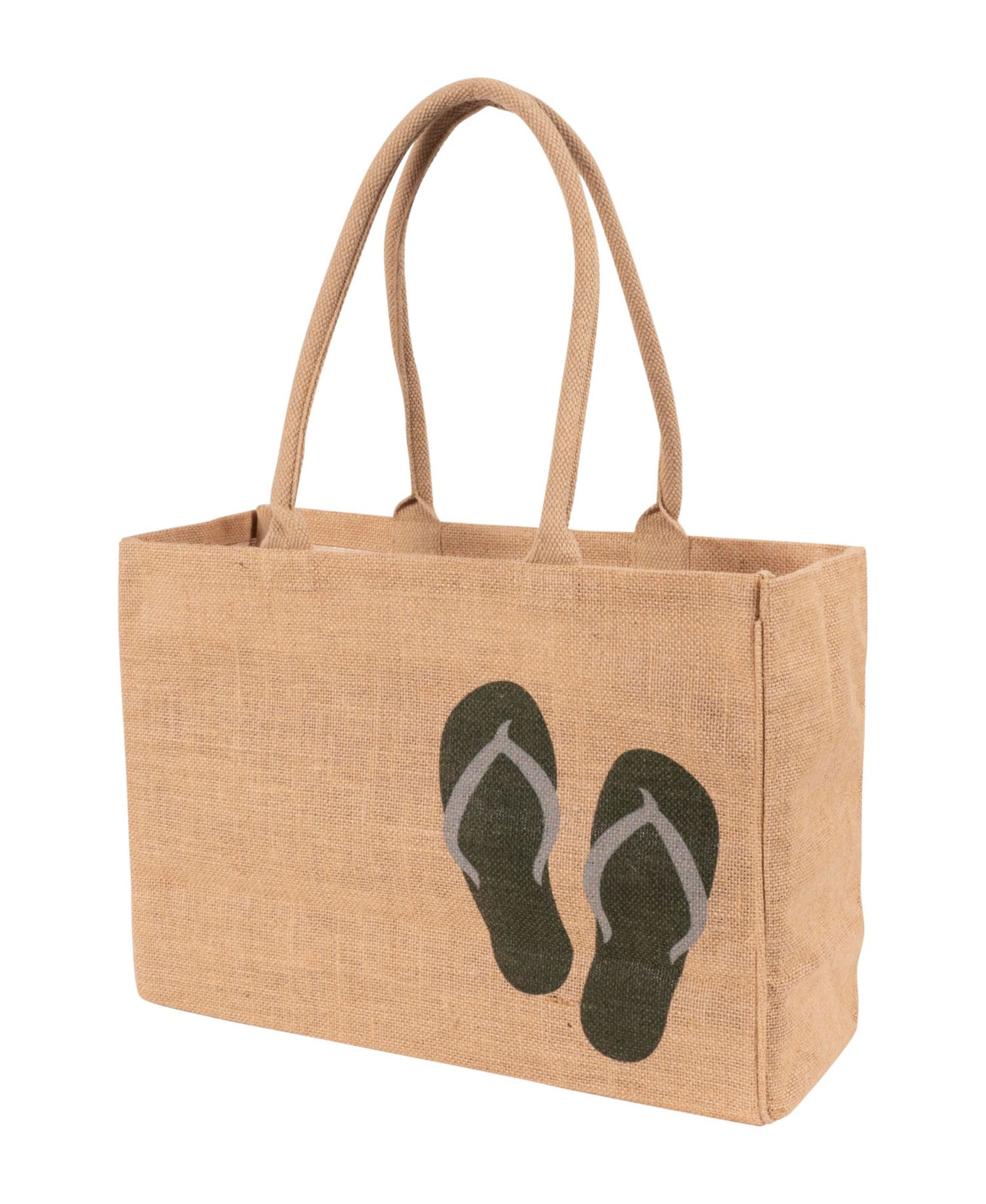 Jute Market Tote Bag with Flip Flop Print