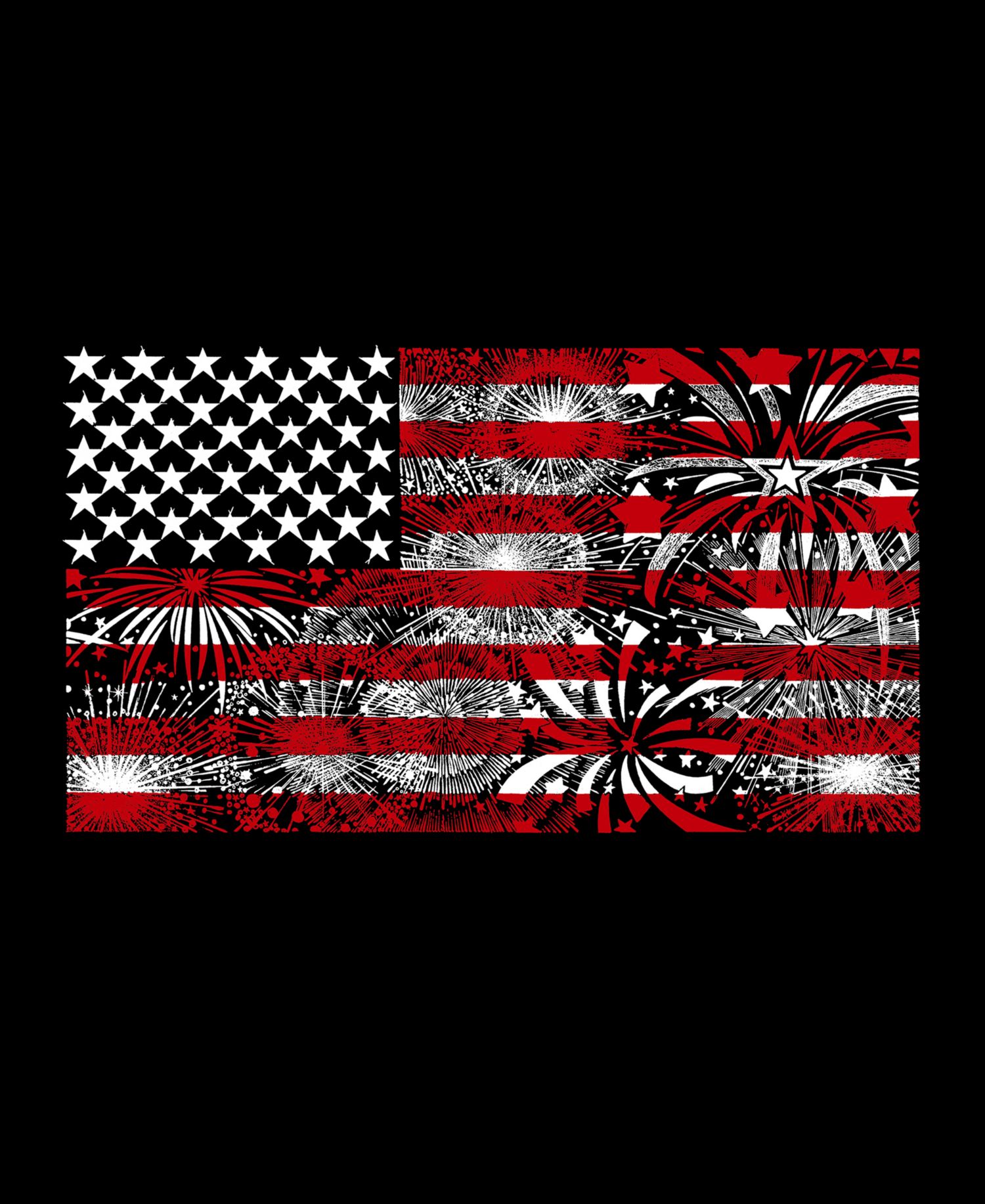 Men's Word Art Fireworks American Flag T-shirt