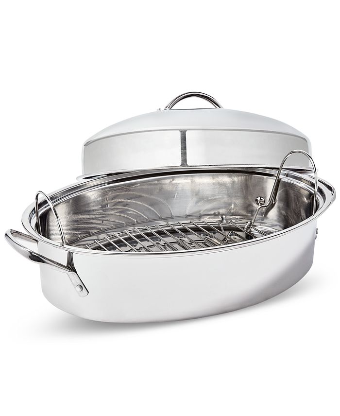 Stainless Steel 8-Qt Covered Oval Roaster with Rack