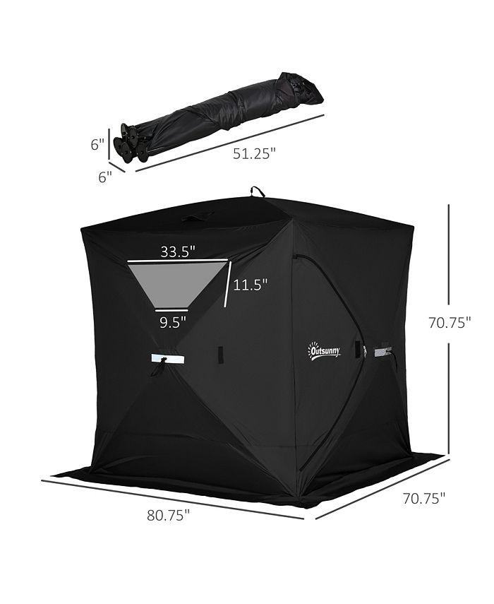 Outsunny 24 Person Ice Fishing Shelter, Waterproof Oxford Fabric 300D Portable Popup Ice Tent