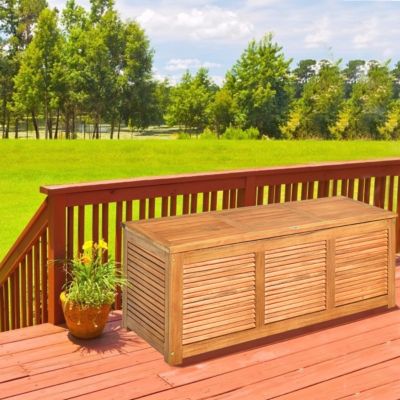 46 Gallon Deck Storage Acacia Wood Organization Toys Cushions Tools