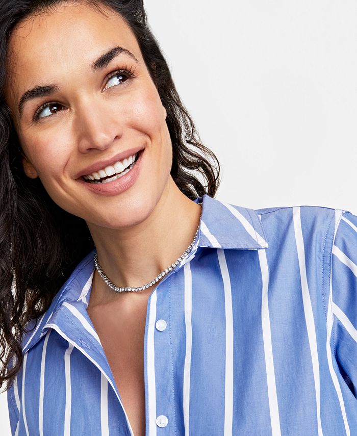 On 34th SilverTone 4mm Crystal Tennis Necklace, 15"+3" extender