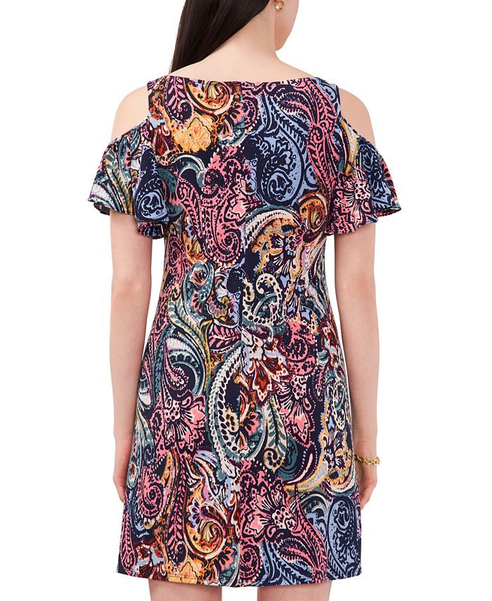 MSK Women's Paisley-Print Cold-Shoulder Dress - Macy's