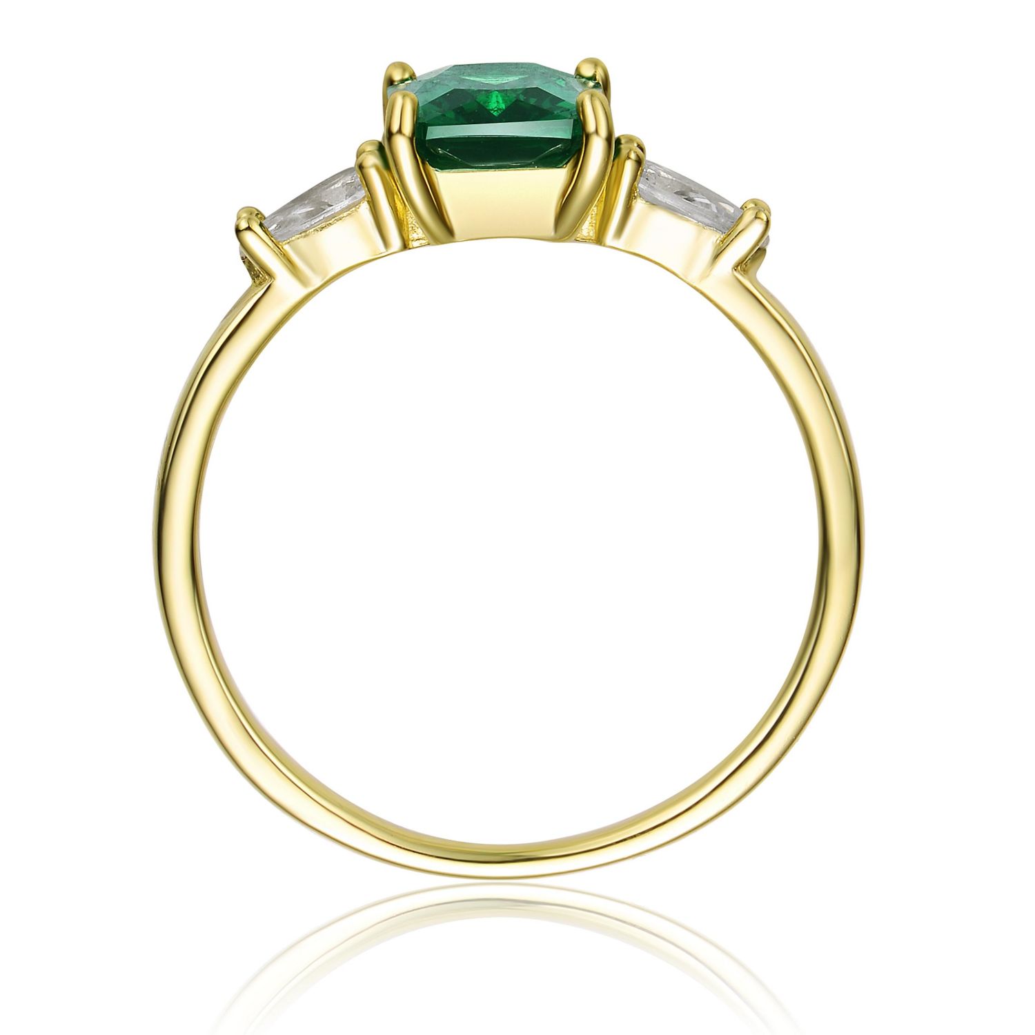 Chic Sterling Silver 14K Gold Plated Three CZ Statement Ring