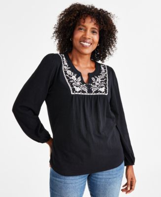 Women's Plus Size Black and White Embroidered Tunic Top – Diva's Plus Size  Fashion & Accessories