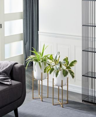 Metal Indoor Outdoor Dome Planter with Removable Stand Set of 2