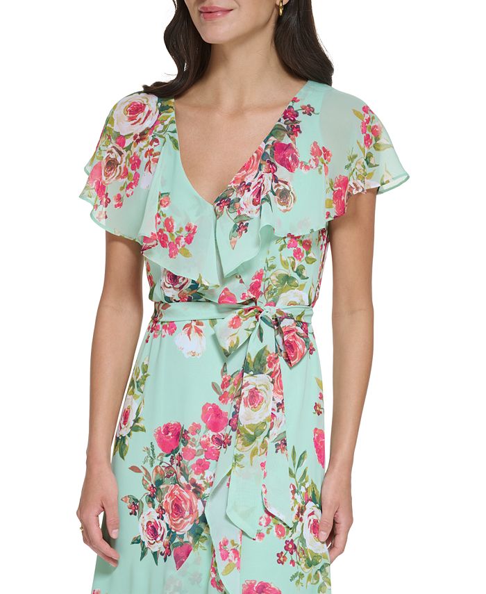 Jessica Howard Women's Floral-Print Faux-Wrap Dress - Macy's