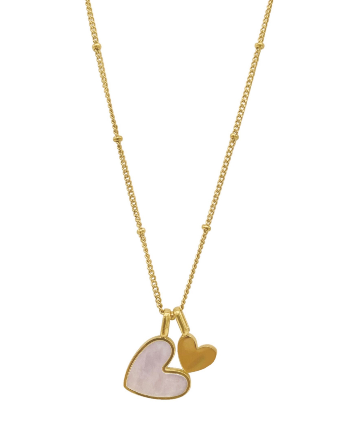 18-20" Adjustable 14K Gold Plated Imitation Mother of Pearl Heart Charms Necklace - White