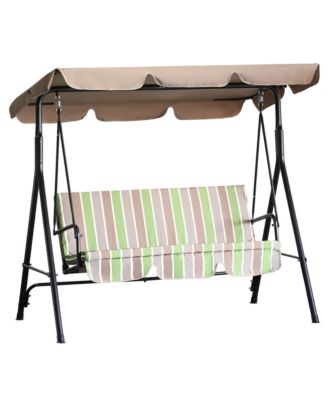 Porch Swing Hammock Bench Chair, Steel 3-Seat, Canopy, Multi Color