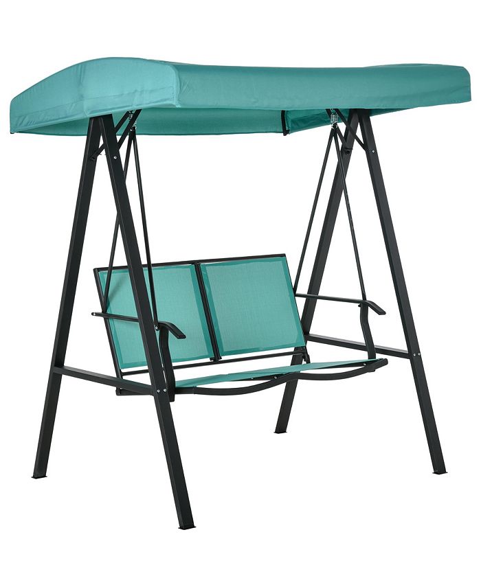 Outsunny 2Person Patio Swings with Canopy, Outdoor Canopy Swing with
