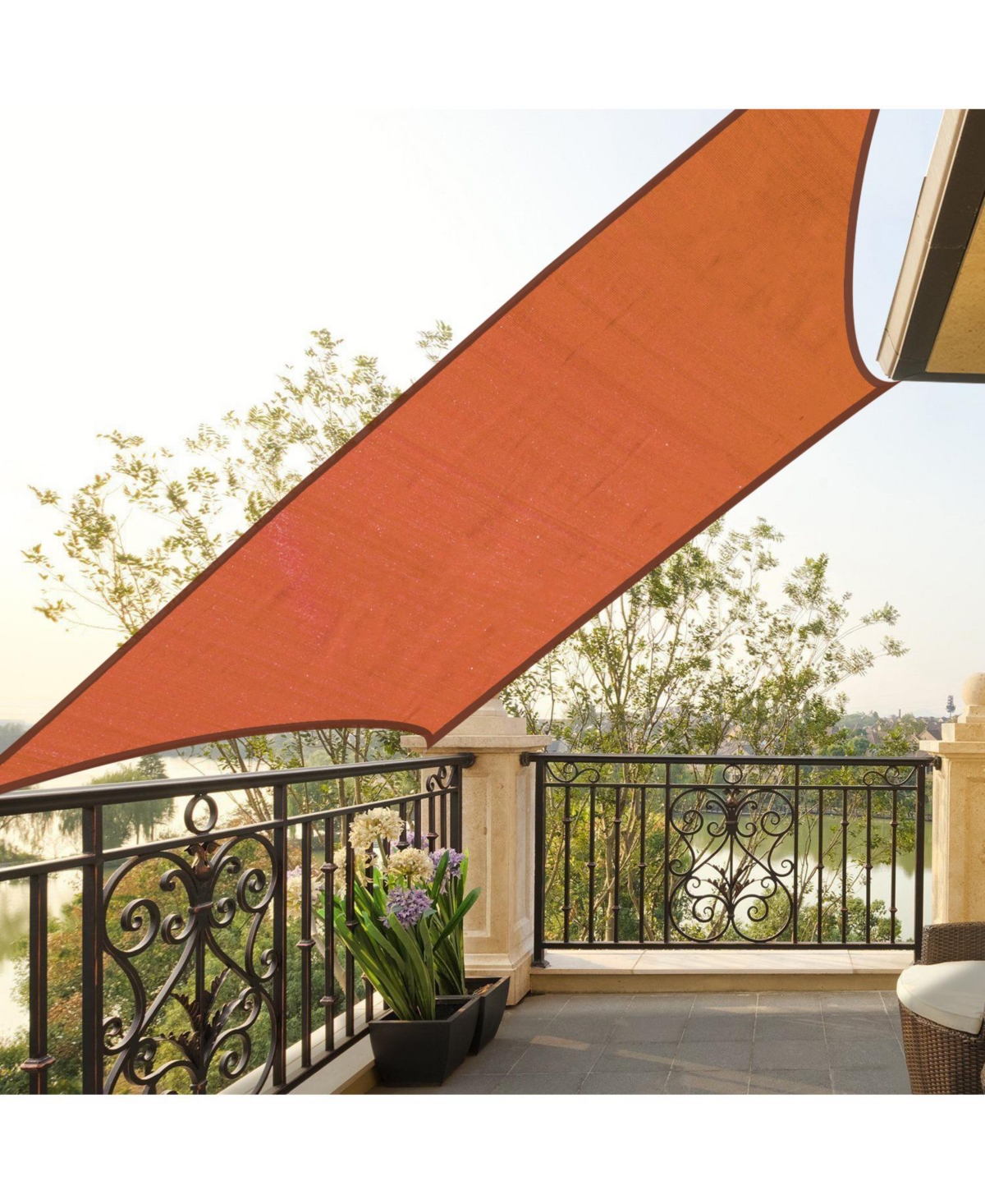 Outsunny Rectangle Sun Sail Shade Canopy Shade Sail Cloth for Outdoor Patio Deck Yard,- Brick red