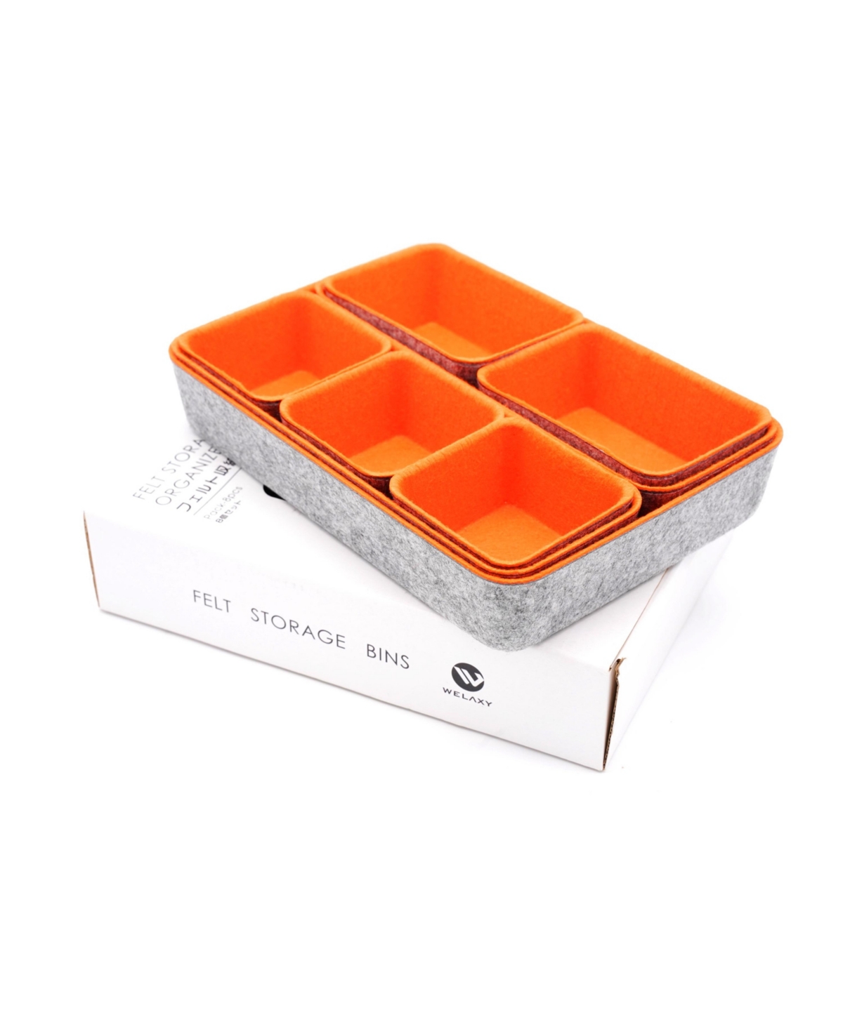 Welaxy Felt 8 Piece Drawer Organizer Tray Set In Orange