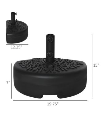 Sand or Water Filled Half Patio Umbrella Stand Holder, Half Round Umbrella Base for Lawn, Fit 1.5"or 2" Pole, 40lb Capacity Water or 46lbs Capacity Sand, Black