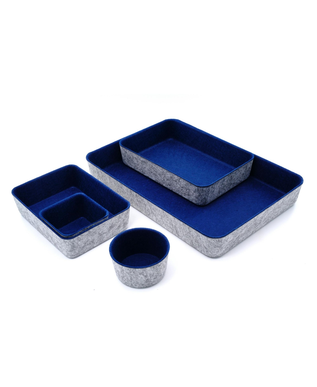 Shop Welaxy Felt 5 Piece Desk And Drawer Organizer Bin Set In Navy