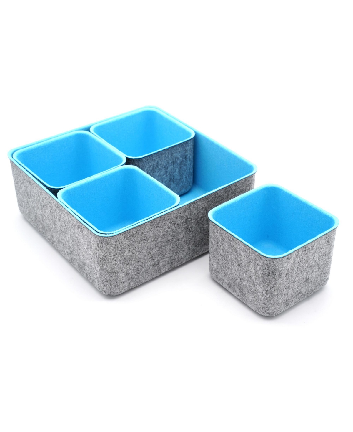 Welaxy 5 Piece Square Felt Storage Bin Set In Baby Blue