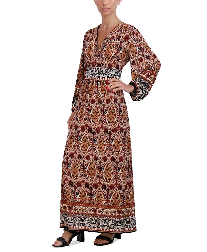 Sandra Darren Women s V Neck Border Print Maxi Dress Macy s