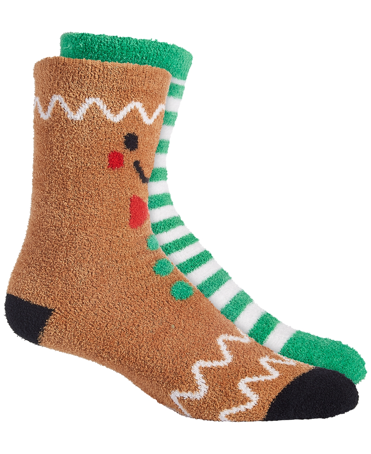 Charter Club Women's 2-pack Holiday Fuzzy Butter Socks In Gingerbread