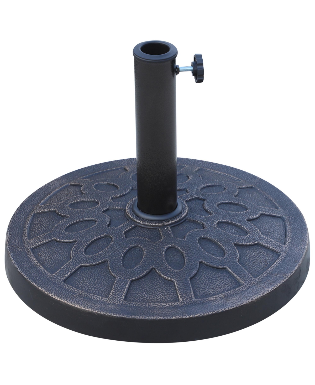 18" 26 lbs Round Resin Umbrella Base Stand Market Parasol Holder with Beautiful Decorative Pattern & Easy Setup, for 1.5"Dia, 1.89"Dia Pole,