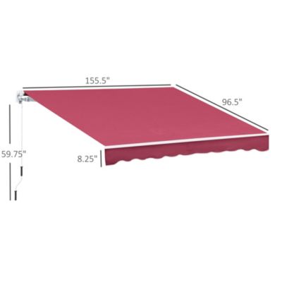 13' x 8' Manual Retractable Awning Sunshade Shelter, Wine