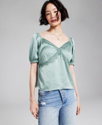 And Now This - Women's Satin Lace-Trim Top