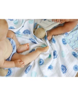 Baby Certified Organic Muslin Four-Layer Reversible All Season Snug Blanket, Mandala