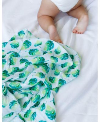 GOTS Certified Organic Cotton Muslin Swaddle, Leaf