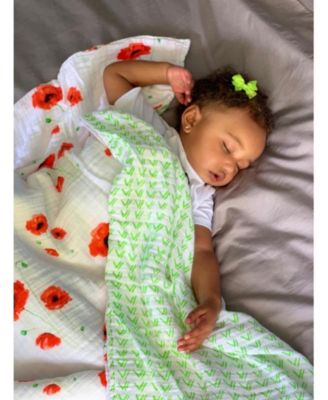 Certified Organic Muslin Four-Layer Reversible All Season Snug Blanket, Poppy