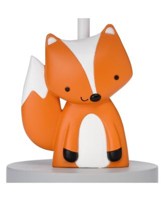 Acorn Gray/White/Orange Fox Nursery Lamp with Shade & Bulb