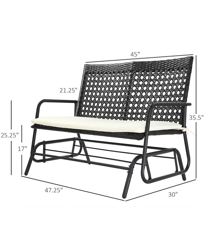 Outsunny 2Person Outdoor Glider Bench, Handwoven PE Plastic Rattan