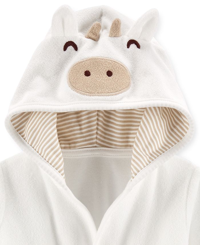 Babyhug Terry Knit Full Sleeves Hooded Bath Robe With Dino Embroidery - Navy Blue
