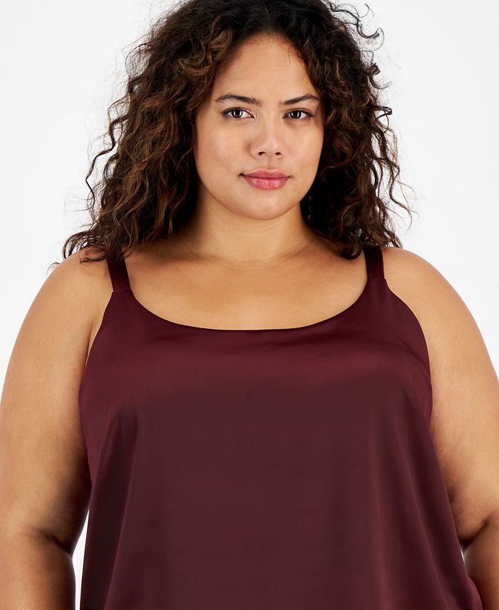 Bar III Plus Size Satin Scoop-Neck Camisole, Created for Macy's - Macy's