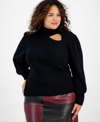 Bar III Plus Size Puff Sleeve Turtleneck Sweater Created for Macy s Macy s