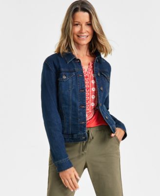 Style & Co Embroidered Top, Denim Jacket & Cuffed Pull-On Pants ...