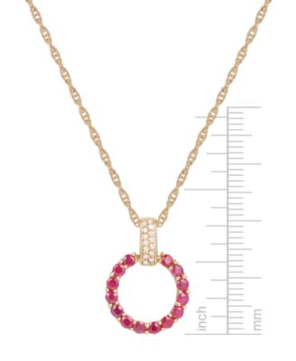 Gemstone & Diamond (1/20 ct. t.w.) Circle 18" Pendant Necklace in 14k Gold