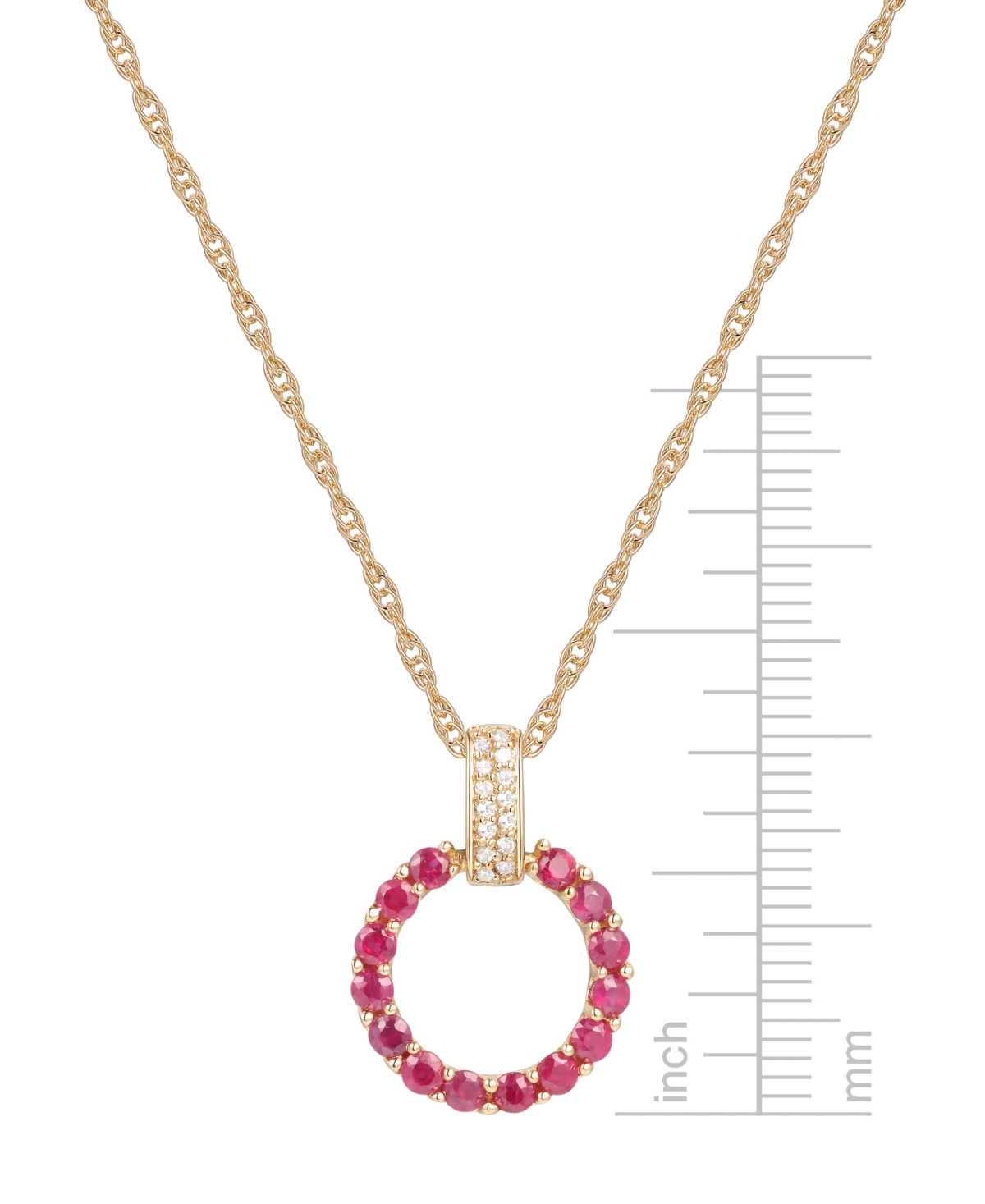 MACY'S GEMSTONE & DIAMOND (1/20 CT. T.W.) CIRCLE 18" PENDANT NECKLACE IN 14K GOLD 