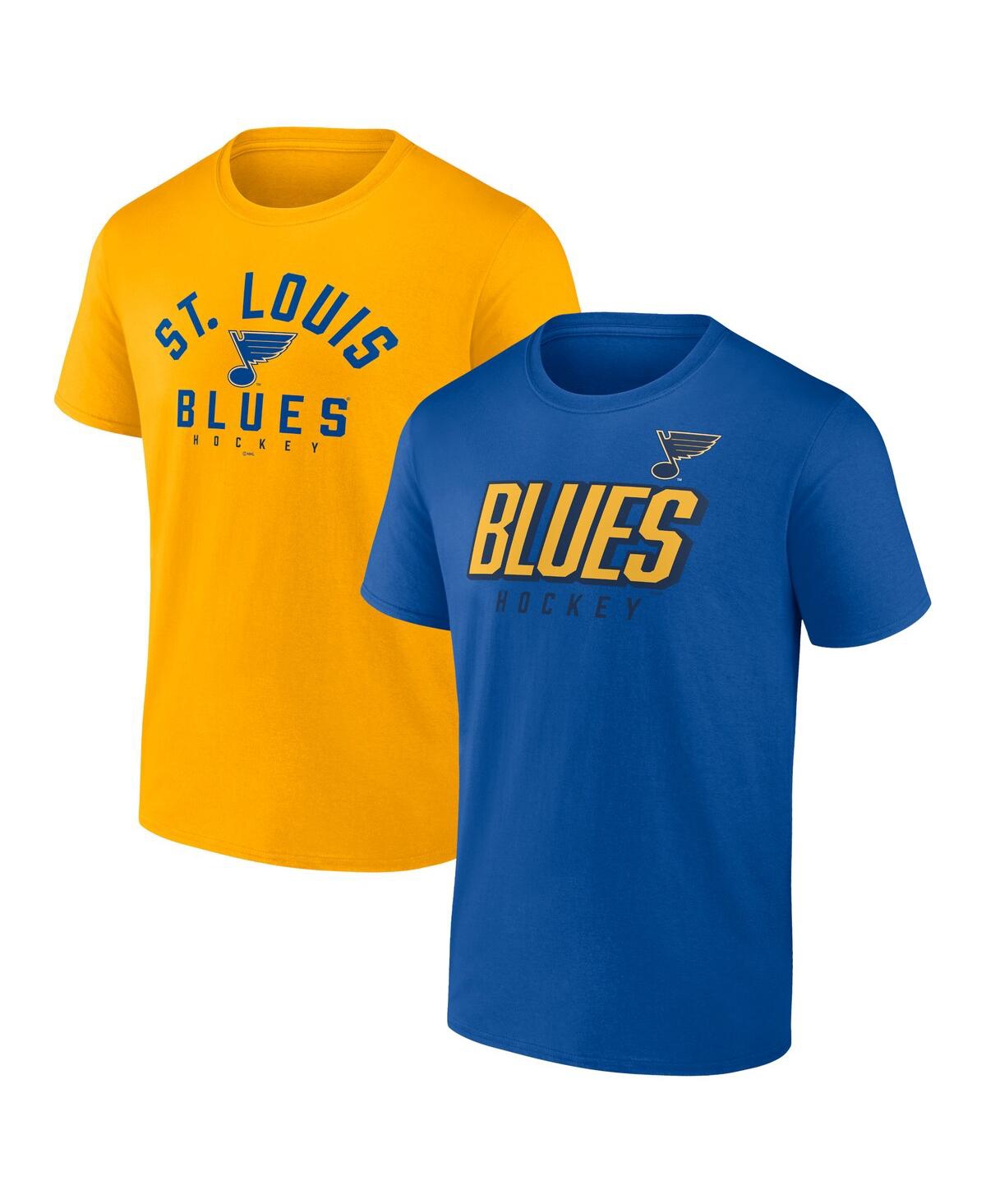 Fanatics Men's  Branded Gold, Navy Nashville Predators Wordmark Two-pack T-shirt Set In Blue,gold