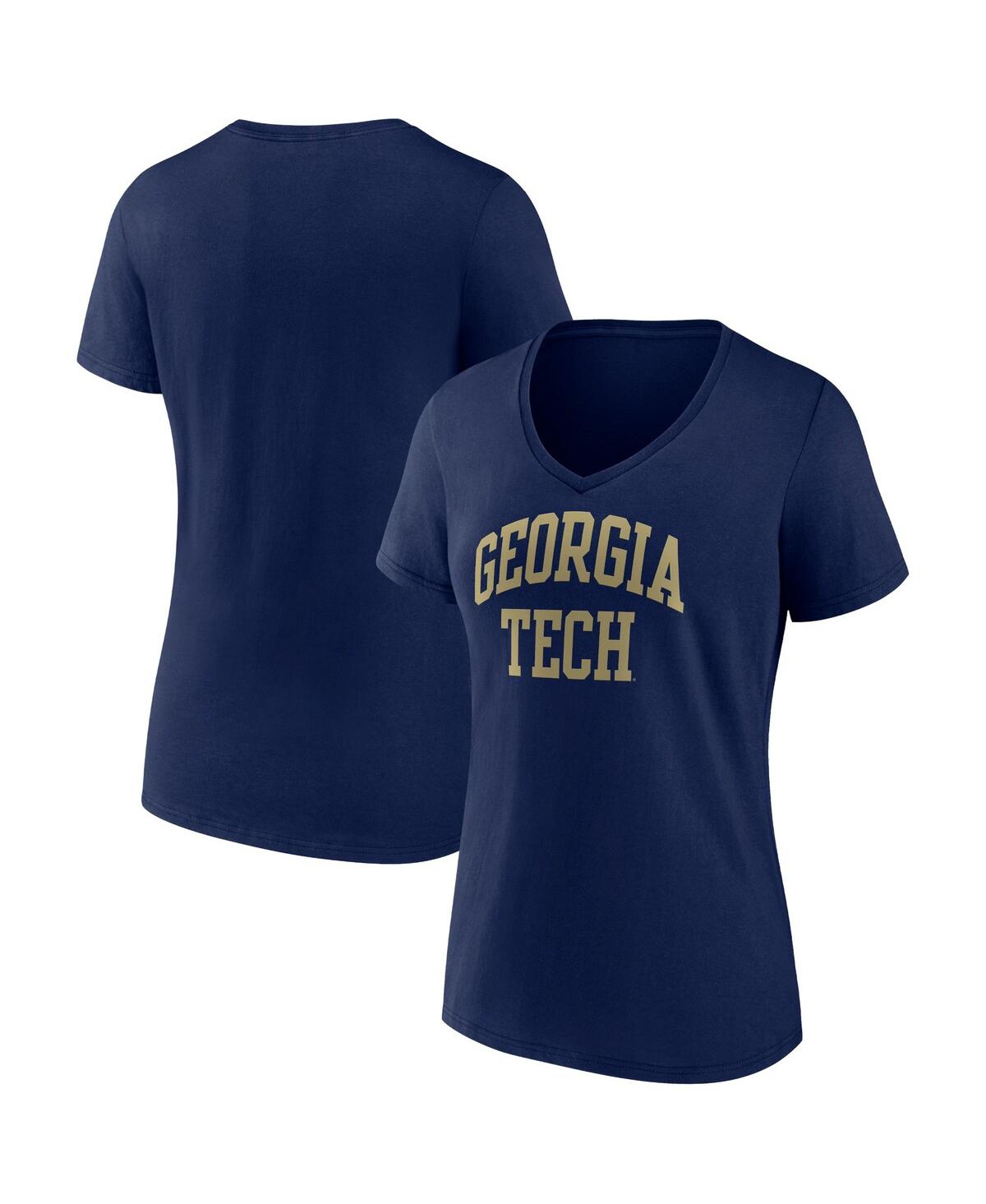 Women's Fanatics Navy Georgia Tech Yellow Jackets Basic Arch V-Neck T-shirt - Navy