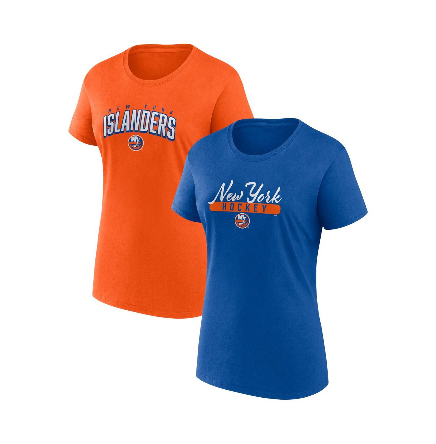 Женские футболки Fanatics Royal, Orange New York Islanders Two-Pack Fan T-shirt Set — фото 2