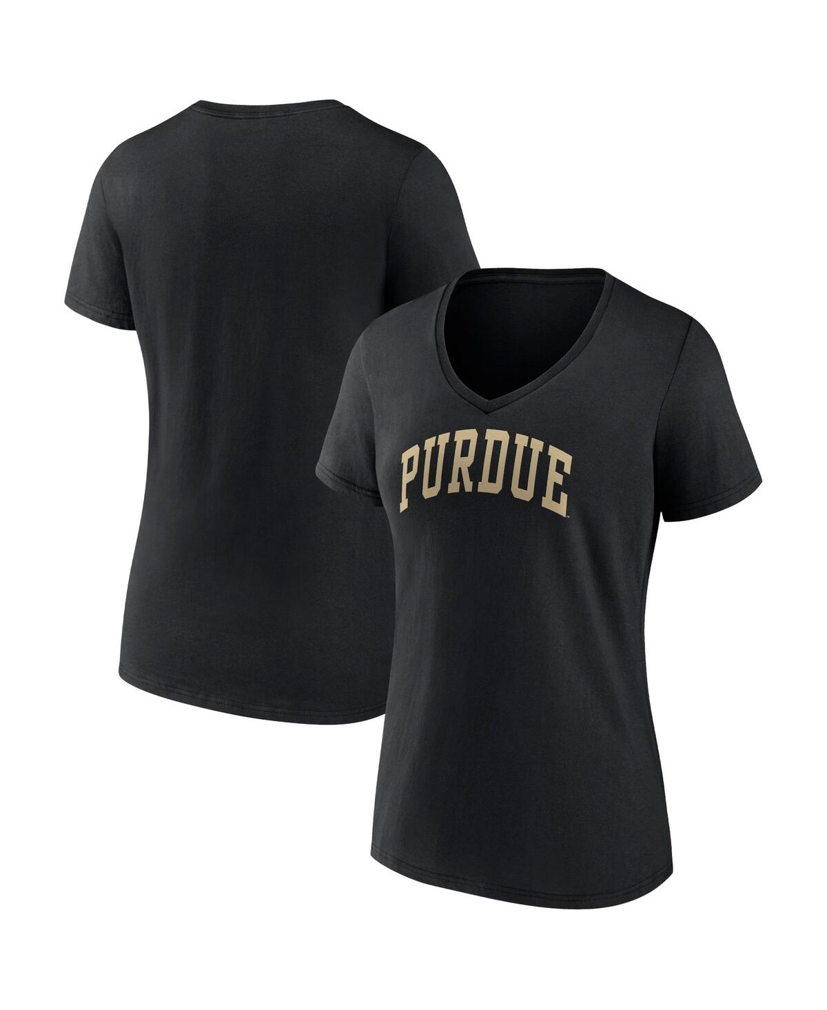 Fanatics Women's  Black Purdue Boilermakers Basic Arch V-neck T-shirt In Black