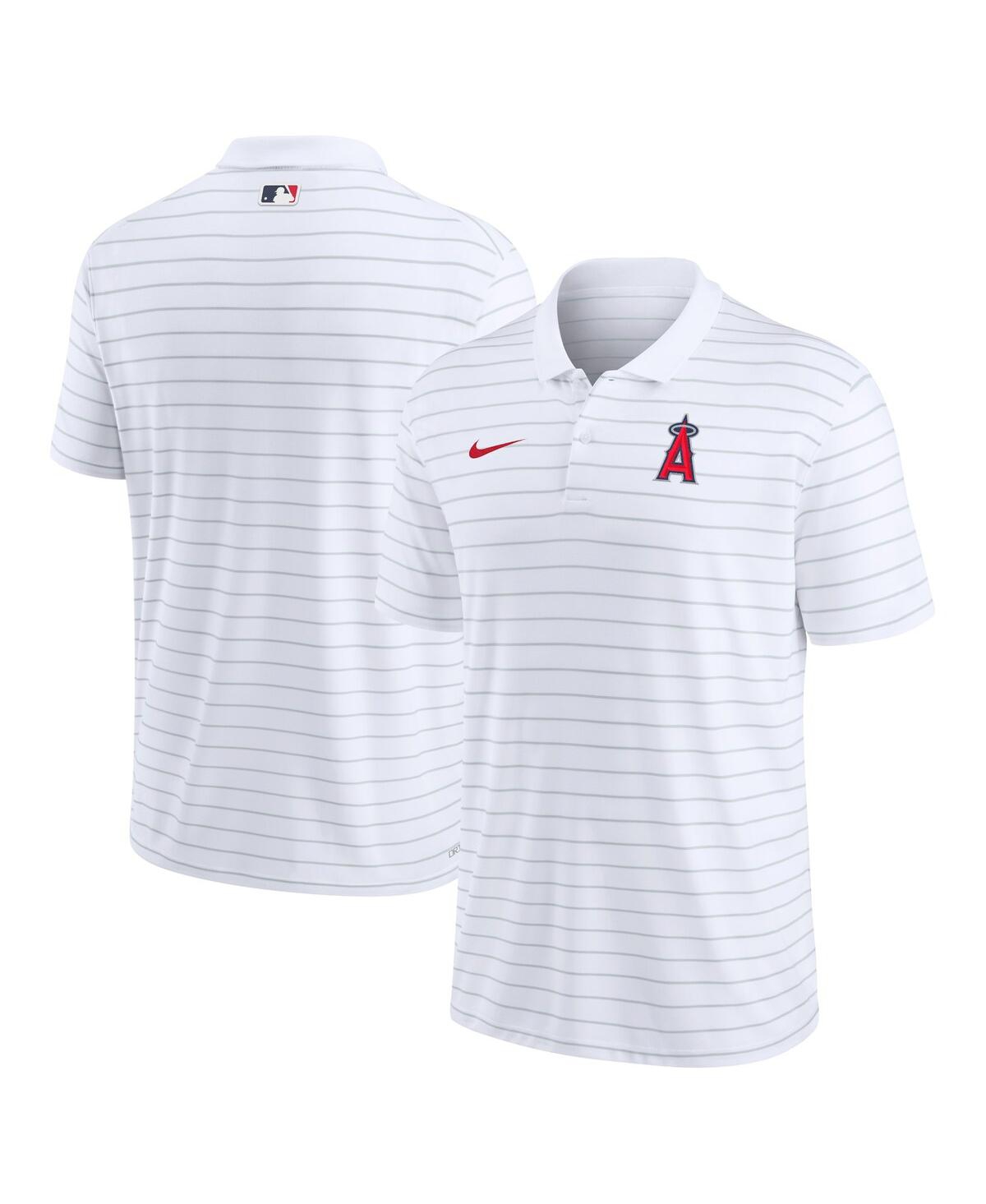 Nike Men's  White Los Angeles Angels Authentic Collection Victory Striped Performance Polo Shirt In White