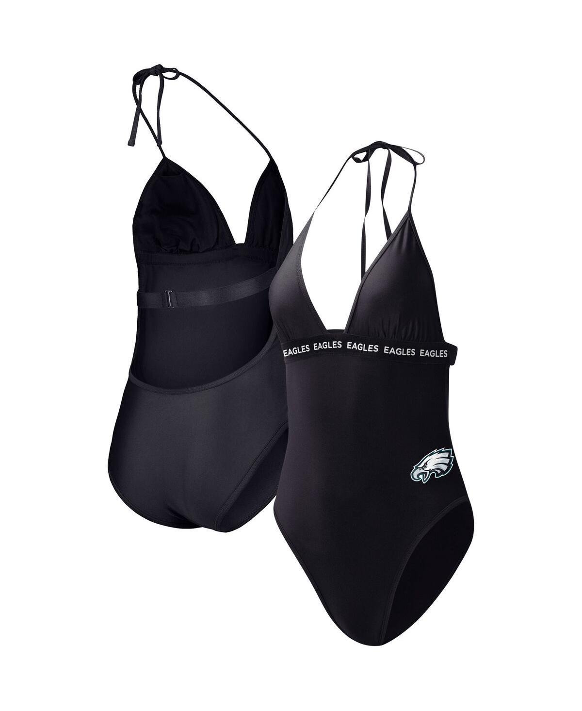 G-iii 4her By Carl Banks Black Philadelphia Eagles Full Count One-piece Swimsuit In Black